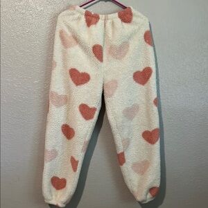 Cozy Heart Patterned Fleece Pants